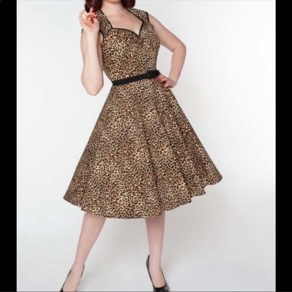 Pinup Couture leopard Heidi swing dress medium